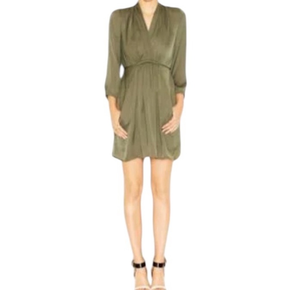 Bar III Grey/Olive Surplice Shirt Dress M